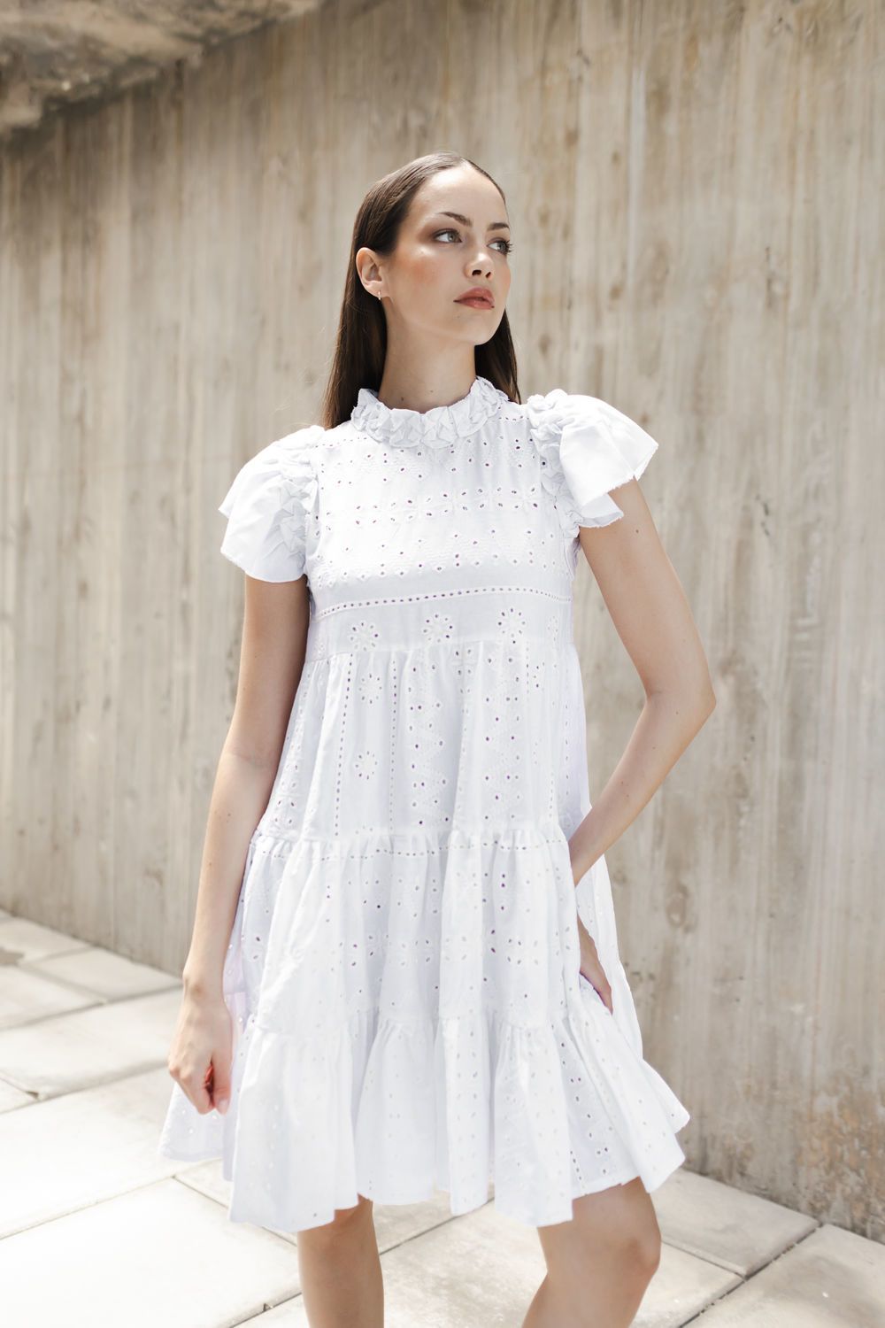 Vestido Paulina Broderie blanco xs