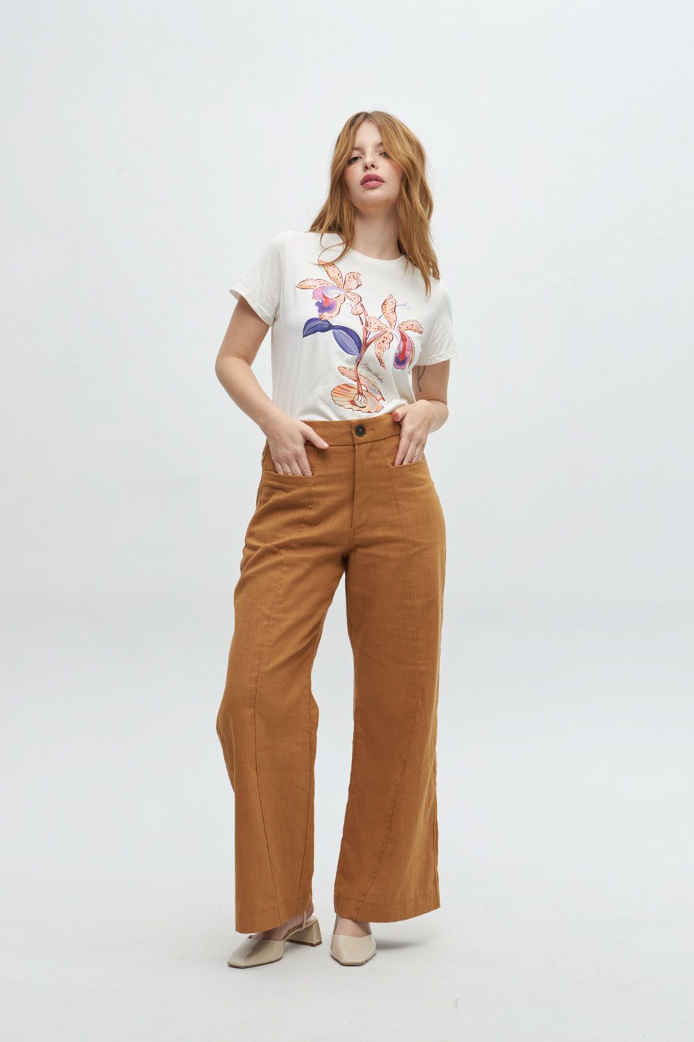 Pantalón Mao Lino camel xl